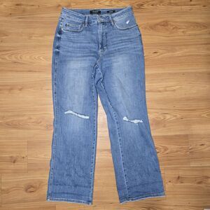 Judy Blue Jeans Womens 16W Blue Straight Distressed Pants Denim Ladies